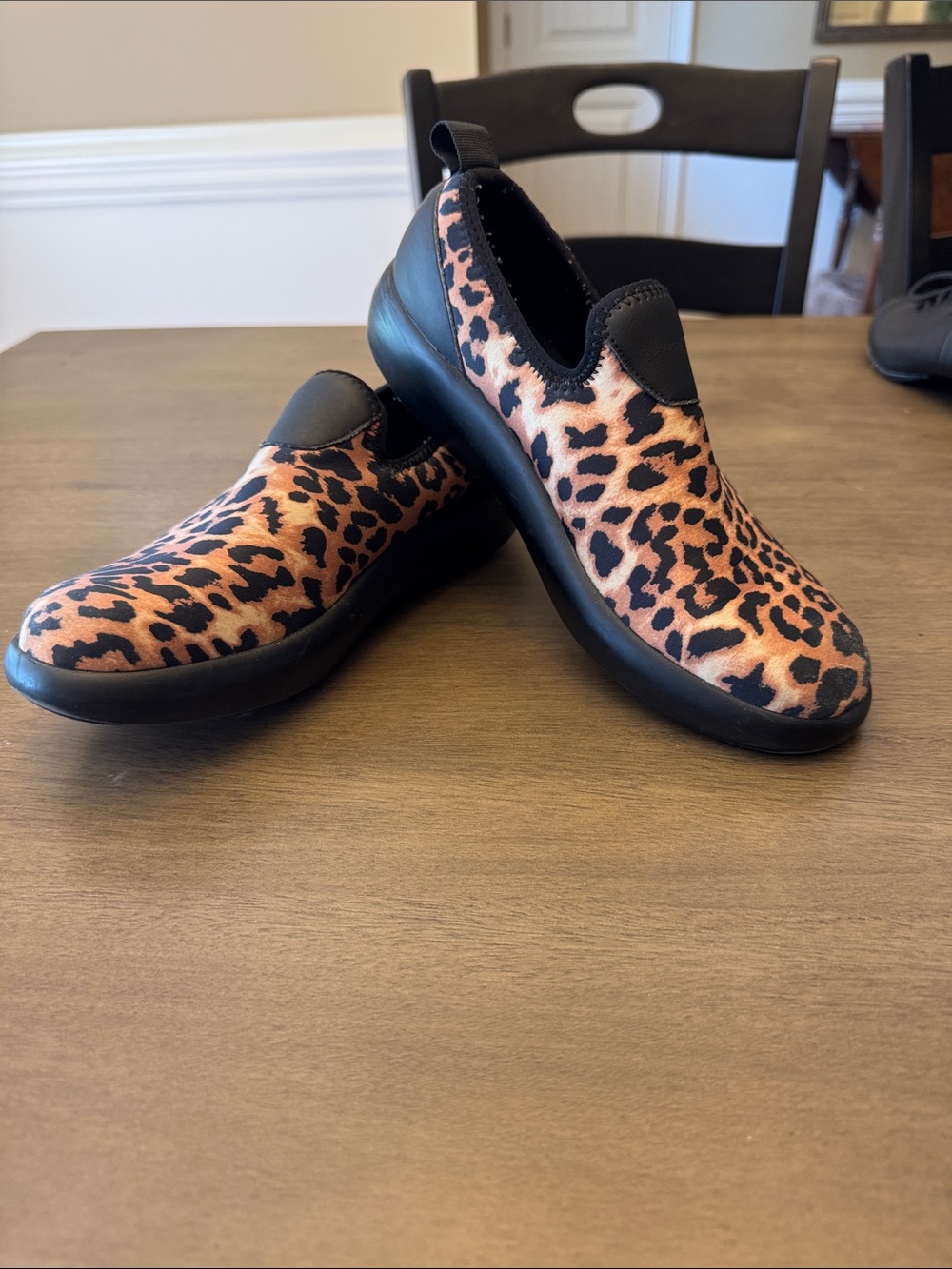 Alegria Slip-On Sneakers in Leopard Print Orange and Black